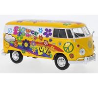 Motormax Volkwagen T1 Flower Power Amarillo Love and Peace Flowers 1950-1967 1/24 Modelo Coche