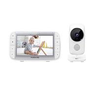 Motorola Baby MBP 485 - Babyphone con Cámara - Pantalla de 5" - Temperatura, Micrófono, Zoom, Nanas - Blanco