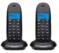 Motorola C1002CB+ - Pack de 2 Teléfonos Inalámbricos Digitales DECT - Modo Call Blocking, Identificador de Llamadas, Manos Libres, Agenda 50 números, Pantalla Retroiluminada - Color Negro