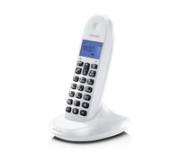 Motorola C1001CBW+ - Teléfono Inalámbrico Digital DECT - Modo Call Blocking, Identificador de Llamadas, Manos Libres, Agenda 50 números, Pantalla Retroiluminada - Color Blanco