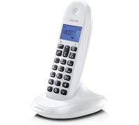 Motorola C1001CBW+ - Teléfono Inalámbrico Digital DECT - Modo Call Blocking, Identificador de Llamadas, Manos Libres, Agenda 50 números, Pantalla Retroiluminada - Color Blanco