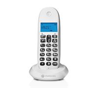 Motorola C1001CBW+ - Teléfono Inalámbrico Digital DECT - Modo Call Blocking, Identificador de Llamadas, Manos Libres, Agenda 50 números, Pantalla Retroiluminada - Color Blanco