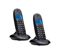 Motorola C1002CB+ - Pack de 2 Teléfonos Inalámbricos Digitales DECT - Modo Call Blocking, Identificador de Llamadas, Manos Libres, Agenda 50 números, Pantalla Retroiluminada - Color Negro