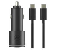 Motorola Chargers - Cargador rápido USB PD de Doble Puerto de 45 W (USB-A y C), Adaptador de Corriente para automóvil/Cargador de teléfono con Cable C a C de 1 m.