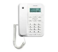 Motorola Voice - CT202 Teléfono con Cable, 10 Teclas de Memoria, Altavoz Manos Libres, Música de Espera, Identificación de Llamadas, Rellamada al Último Número - Color Blanco