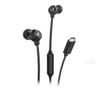 Motorola Earbuds 3C-S - Auriculares con cable con micrófono, cómodos y ligeros de silicona, cable plano sin enredos, cable USB-C, sonido de graves claros, color negro