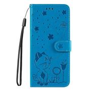 Motorola Edge 40 - Funda de piel sintética a prueba de golpes, con absorción de golpes, con soporte magnético para tarjetas, funda protectora para Motorola Edge 40, color azul