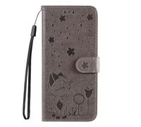 Motorola Edge 40 Neo - Funda de piel sintética de alta calidad, a prueba de golpes, con absorción de golpes, con soporte magnético, tarjetero, funda protectora abatible para Motorola Edge 40 Neo, gris