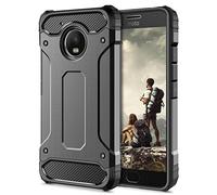 Motorola Moto E4 Funda para teléfono de doble capa ultraligera a prueba de golpes armadura resistente híbrido cubierta trasera protectora (gris)