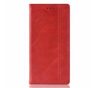 Motorola Moto G35 - Funda de piel sintética a prueba de golpes para laptop, funda protectora magnética con ranuras para tarjetas para Motorola Moto G35, color rojo