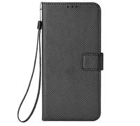 Motorola Moto G35 - Funda protectora para Motorola Moto G35, con purpurina brillante, a prueba de golpes, de piel, con función atril magnético, tarjetero, para Motorola Moto G35, color negro