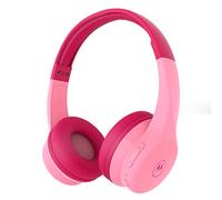 Motorola Moto JR300 - Auriculares Bluetooth para niños con micrófono, Ligeros, con limitador de Volumen de 85 dB, Divisor de Audio para Compartir, Ideales para la Escuela, Viajes, Juegos, Color Rosa