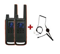 Motorola Motorola TLKR T82 + 2 Auriculares Laringófonos para TKLR Pack Walkie talkies Motorola TLKR T82 de uso libre + 2 Auriculares Laringófonos para TKLR