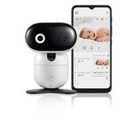 Motorola Nursery PIP1010 CON Baby Monitor con cámara pan-tilt zoom, visión nocturna y App, 1080p, Sólo movimiento, montaje en pared, temperatura ambiente, comunicación bidireccional y nanas, blanco