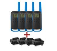 Motorola Pack Cuarteto Motorola T62 Azul + 4 bases de carga Pack de 4 walkie talkies Motorola T62 con 4 cargadores base