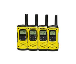 Motorola Pack Cuarteto Motorola TLKR T92 H₂O Pack de cuatro walkie talkies de uso libre, ultra resistentes y sumergibles IP67, con linterna