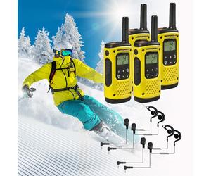 Motorola Pack Walkie Talkies Especial Esquí: 4 Motorola T92 H2O + 4 Auriculares Pack de walkie talkies ideal para grupos de esquí: Sin licencia,