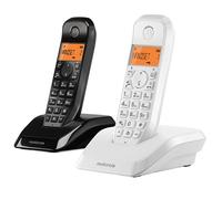 Motorola S1202 teléfono DECT doble blanco y negro con 2 auriculares