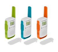 Motorola Solutions - T42 Triple Walkie Talkie Talkabout, Aparatos de Radio Juego de 3 Unidades, PMR446, 16 Canales, Alcance 4 Km, Multicolor, Fácil Emparejamiento, Resistente al Agua