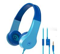 Motorola Sound JR200 - Auriculares Infantiles con Cable - Limitación de Volumen 85 dB con Divisor de Audio - Libre de BPA - A Partir de 3 años - Azul