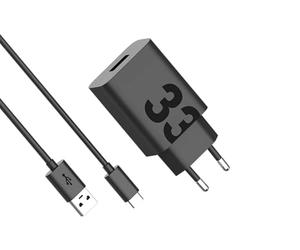 Motorola TurboPower 33W USB-A Cargador Rápido con Cable USB-C de 1m - Compatible con QC3.0, Protección contra Sobrecarga, Original Navidad, Negro