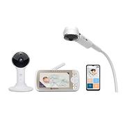 Motorola VM65X Connect - Monitor de videovigilancia para bebés con unidad familiar Full HD 1080p de 5 pulgadas, aplicación móvil y soporte con mango magnético y flexible para la cuna (blanco)