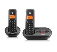 Motorola Voice - 2 Teléfonos Inalámbricos Digitales con Contestador Automático, hasta 12 min de Grabación Contestador Automático, Interceptación de Llamadas, Tecla No Molestar, Negro
