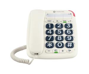 Motorola Voice CT200 Teléfono Fijo Teclas Grandes, Compatible Audífonos, Manos Libres