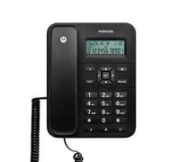 Motorola Voice - CT202 Teléfono con Cable, 10 Teclas de Memoria, Altavoz Manos libres, Música de Espera, Identificación de llamadas, Rellamada al Último Número - Color Negro