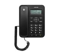 Motorola Voice - CT202 Teléfono con Cable, 10 Teclas de Memoria, Altavoz Manos libres, Música de Espera, Identificación de llamadas, Rellamada al Último Número - Color Negro