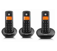 Motorola Voice - E203 Set de 3 Teléfonos Inalámbricos Digitales, Interceptación de Llamadas, Acceso Remoto, Tecla No Molestar, Altavoz Manos Libres, Negro