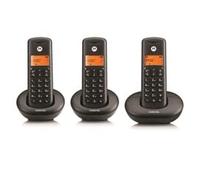 Motorola Voice - E203 Set de 3 Teléfonos Inalámbricos Digitales, Interceptación de Llamadas, Acceso Remoto, Tecla No Molestar, Altavoz Manos Libres, Negro