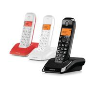 Motorola Voice - S1203 Trio de Teléfonos Inalámbricos Digitales Serie S12 con Bloqueo de Llamadas y Función No Molestar, Altavoz Manos Libres, Agenda Telefónica hasta 50 Nombres y Números