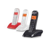 Motorola Voice - Set de 3 Teléfonos Inalámbricos Digitales SERIE S12 con Bloqueo de Llamadas y Función No molestar, Altavoz Manos Libres, Agenda Telefónica hasta 50 Nombres y Números