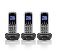 motorola Voice T603 - Sistema de teléfono inalámbrico con 3 teléfonos digitales, altavoz y bloque de llamadas, color gris oscuro
