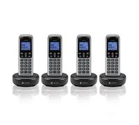 motorola Voice T604 - Sistema de teléfono inalámbrico con 4 teléfonos digitales, altavoz y bloque de llamadas, color gris oscuro