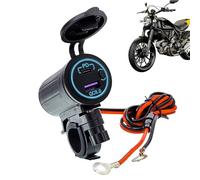 Motorrad USB Ladegerät QC3.0 | 12V-24V Schnellladegerät Wasserdicht | Handy Ladegerät Mit Schalter & LED Anzeige | USB Ladeadapter Lenker Rückspiegel Halterung
