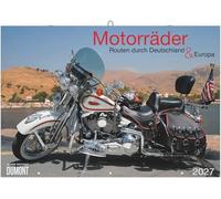 Motorräder - Routen durch Deutschland & Europa 2027: Wandkalender 42x29 cm (42x58 cm geöffnet) Fotografien von Motorrädern, Touren mit Karten und Notizkalendarium