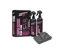 Motorrevive Pack Limpieza de Cascos de Moto 200 + 200 ml. Spray Limpiador Interior + Exterior y Visera + Bayeta de Microfibra. Higiene Completa y Cuidado Profesional para Casco de Motocicleta