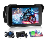 Motorsi Navegador para Motocicleta con A-pple CarPlay Inalámbrico, Android Auto, Autorradio Portátil con Pantalla Táctil HD de 5 Pulgadas, Resistente al Agua IP68, GPS, Bluetooth 5.0 y Radio FM