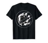 Motorsport Racing Casco DE Conductor Bandera A Cuadros Motorsports Camiseta
