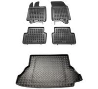 MOTOS Juego de alfombrillas de goma para coche y alfombrilla de PE para maletero adecuado para Renault Laguna II 2001-2007 Mejora la comodidad de tus viajes con la alfombrilla antideslizante para coch