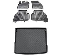 MOTOS Juego de Alfombrillas de Goma para Coche y Alfombrilla de PE para Maletero Adecuado para Volkswagen Tiguan II Desde 2015 Mejora la Comodidad de Tus Viajes con la Alfombrilla Antideslizante para