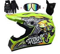 Motos Motocross Cascos y Guantes y Gafas estándar para niños ATV Quad Bicicleta go Casco de Kart,XL(58~59cm)
