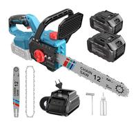 Motosierra a Batería 12" Brushless 1000W, Motosierra Eléctrica con Engrase Automático y Tensado Rápido Sin Herramientas, Compatible con Batería Makita 18V LXT, 2x4000mAh para Tala y Poda de Jardín