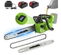 Motosierra Bateria 16 Pulgadas, 2200W Motosierra Eléctrica Inalámbrica con 2 x 4.0Ah Baterías, Motor sin Escobillas, Lubricación Automática y Tensado de Cadena sin Herramientas, Pantalla LED