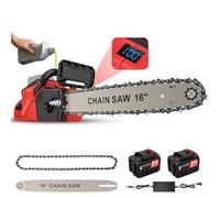 Motosierra Bateria 16 Pulgadas, Motosierra Eléctrica 2000W, Motosierra Inalámbrica Portátil con 2 Baterías, Motor sin escobillas y Lubricación Automática de 30ml para Podar Árboles de Jardinería