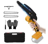 Motosierra con batería compatible con batería Dewalt de 20 V, mini motosierra eléctrica de 6 pulgadas con 2 cadenas y bloqueo de seguridad, motosierra manual para tijeras de podar, corte de madera