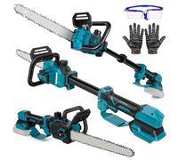 Motosierra de 12 pulgadas con barra telescópica de 12,8 pulgadas, compatible con Makita de 18 V, motor sin escobillas, aceite de cadena automático, motosierra eléctrica para madera de jardín, tijeras