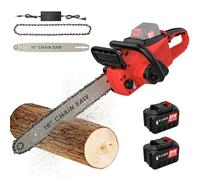 Motosierra de batería de 16 pulgadas, motosierra inalámbrica profesional 2000W, lubricación automática, velocidad de cadena 18m/s, 2 baterías, para carpintería y jardín (A)